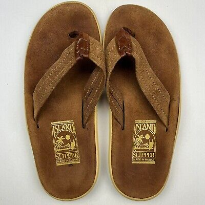 Island Slipper Brown Suede Mens Size 7 MADE IN HAWAII Flip Island Slipper Brown Suede Mens Size 7 MADE IN HAWAII Flip