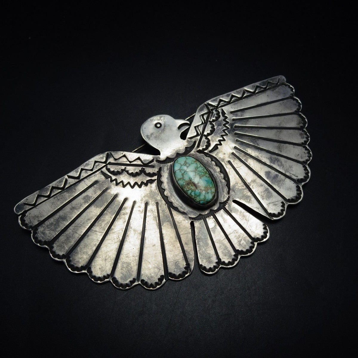 Important Zuni Vintage Turquoise Sterling Native American Jewelry Silver Manta Pin! Important Zuni Vintage Turquoise Sterling Native American Jewelry Silver Manta Pin!