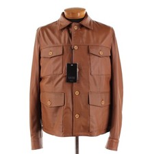 Latini NWT 100% Leather Field Jacket Size 54 (XL US) In Light Brown
