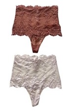 Victoria's Secret Panties Ivy Lace Lot of 2 High Waist Rise Thong Panty Small