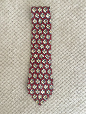 Burberrys Of London Men's 100 Silk Red Printed Hand Sewn Tie
