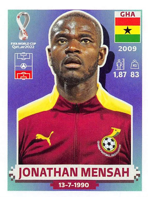 Jonathan Mensah GHA9 Ghana 2022 Panini World Cup Base Card Qatar Sticker