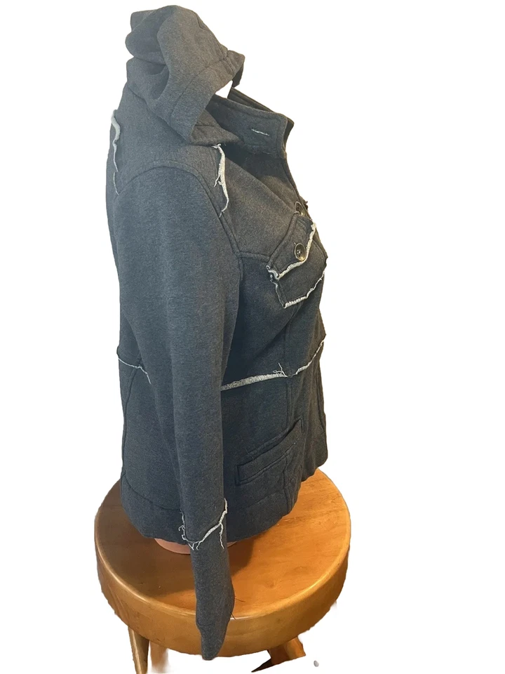 MOSSIMO винтажный Y2K флисовая куртка XL серый необработанный кромки  - Изображение 3 из 4