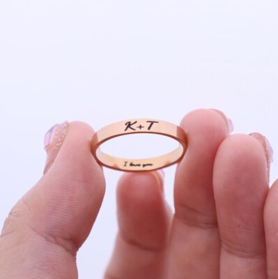 Personalized Inside Outside Custom coordinate Engraved Ring In