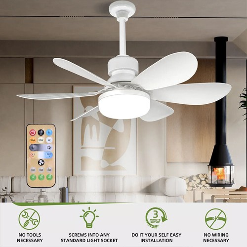 Large Ceiling Fan E27 Socket Fan 30W with Dimmable LED Light Remote Controller - Picture 3 of 12