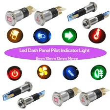 LED Dash Panel Warning Pilot Light Plug Indicator Car Van Boat 8 10 12 14 16mm