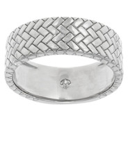 Classic 0.48CT Round Cut Simulated White Sapphire Woven Texture Band For Men's