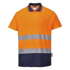 Image of Portwest Hi-Vis Cotton Comfort Contrast Polo Shirt Short Sleeve Reflective S174
