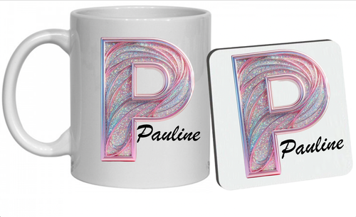 Personalisierte Kaffeebecher Initiale 11 Unzen Teeliebhaber Geschenk Tasse Name Alphabet Glitzer - Bild 17 von 53