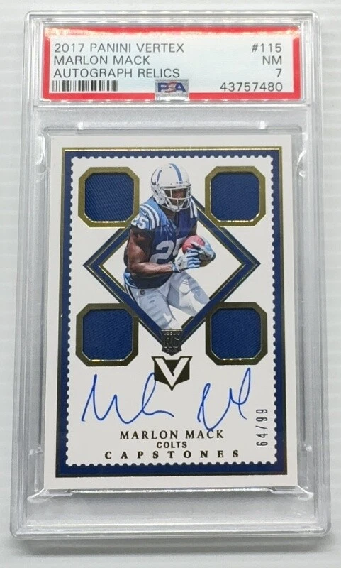 Marlon Mack Panini Vertex #115 Autograph Relics