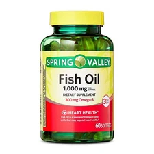Spring Valley Omega-3 from Fish Oil Softgels, Omega Fatty Acid,1000 mg,60 Count
