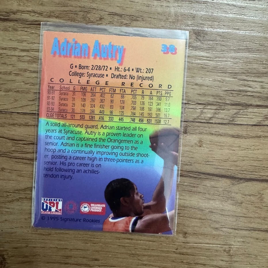 1995 Signature Rookies Kromax #38 Adrian Autry - Image 2 of 2