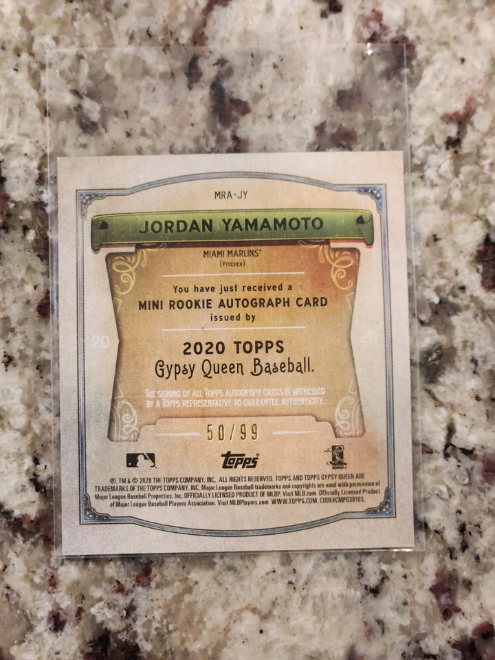 Jordan Yamamoto 2020 Topps Gypsy Queen Rookie RC Auto /99 MRA-JY - Image 2 of 2