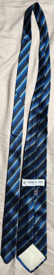 Corbata para hombre Cerruti Paris 1881 azul negro a rayas toda seda Foto 2 de 4