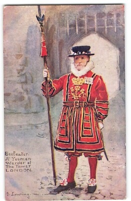 Beefeater Yeoman Warder Tower of London Lovering signiert 1910 Postkarte