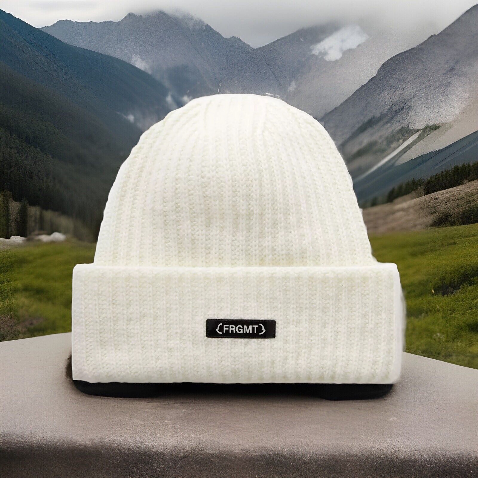 Moncler FRGMT Hiroshi Fujiwara Wool Beanie 100% Ribbed Logo Appliqué NWT