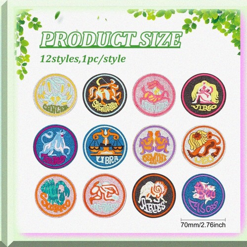 StarSign Stitch: 12 Zodiac Iron-On Patches - Embroidered Constellation Decor for - 第 3/7 張圖片