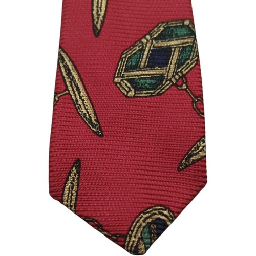 Polo Ralph Lauren Tie Wide 54" Red Repeating Cufflinks Silk Novelty Necktie VTG - Picture 5 of 10