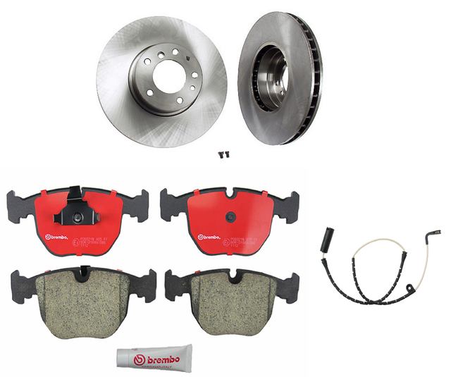 2 brembo FRONT Rotors Disc Rotor Brake Sensor Pad Set Kit for BMW E39