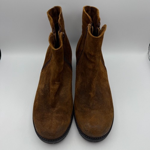 Botines Naot Gamuza Cuero Marrón Tacón Bloque Cremallera Comodidad EU 42 US 11 - Imagen 2 de 10