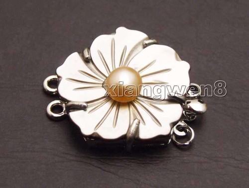 Accesorios de broche de 3 hebras con carcasa natural de 25 mm para joyería con perla rosa de 6 mm - Imagen 10 de 10