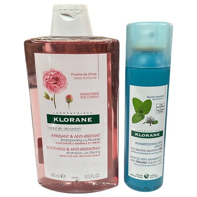 Klorane Shampoo Peony Soothing Anti Irritating &Detox Dry Shampoo Aquatic Mint