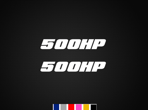 2x calcomanías pegatinas vinilo 500 HP/CABALLOS DE POTENCIA (Elige Color) - Imagen 1 de 2