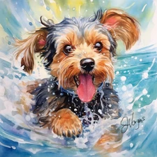 Watercolor Yorkiepoo Painting Art Print 8x11 inch
