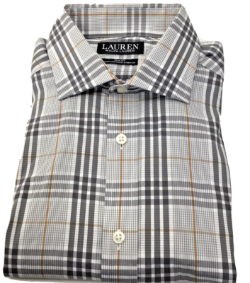 Lauren Ralph Lauren Slim-Fit Performance L/S Shirt, Tan Multi, 15(34/35)M