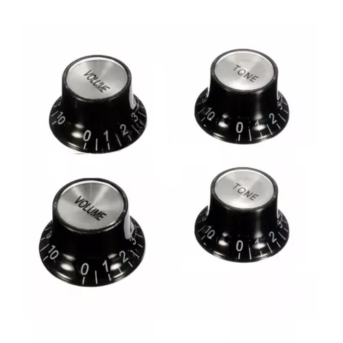 4pcs Guitar Black Bell Knobs Volume Tone for Epiphone Gibson Les Paul LP Jackson