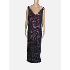 RM Richards Night Way Women Multicolor Sequins V-Neck Maxi Dress Size 16W. New