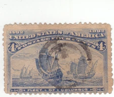 Scott # 233 - 4c Ultramarine - Fleet of Columbus - Used