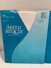 Vtg Sheer Intrigue Pantyhose Firm Control Top Sz A White Sandalfoot