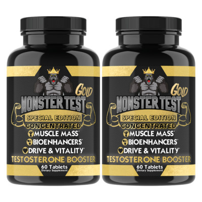 Testosteron Booster Monster Test Gold for Men Muscle Mass Men Power Gains 2 Pk
