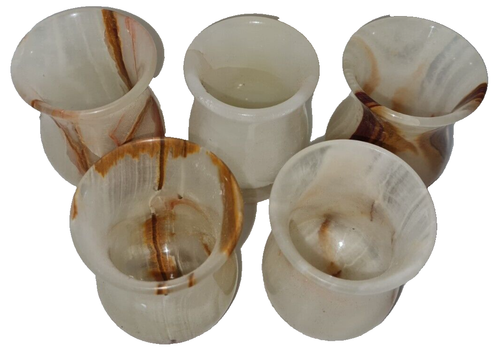 White Onyx Tea Pot Set, 1 Jug (14 cm) & 5 Cups (7.5 cm), Marble Finish - Picture 17 of 18