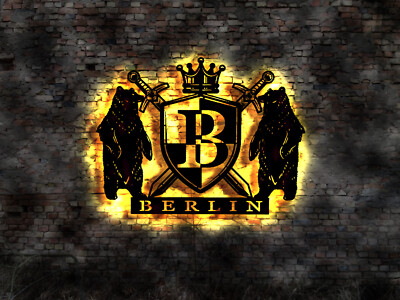 3D Wandbild Schild Berlin Stadt Skyline Wappen Andenken Sehenswürdigkeiten Map