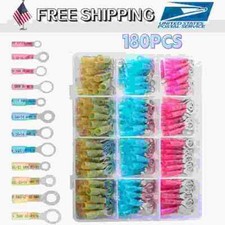 180pcs Waterproof 22-10AWG Heat Shrink Wire Connectors Crimp Ring Terminals Kit