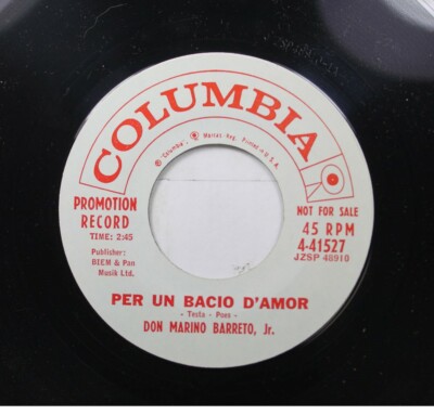 50'S & 60'S Promo 45 Don Marino Barreto, Jr. - Per Un Bacio D'Amor / Arrivederci