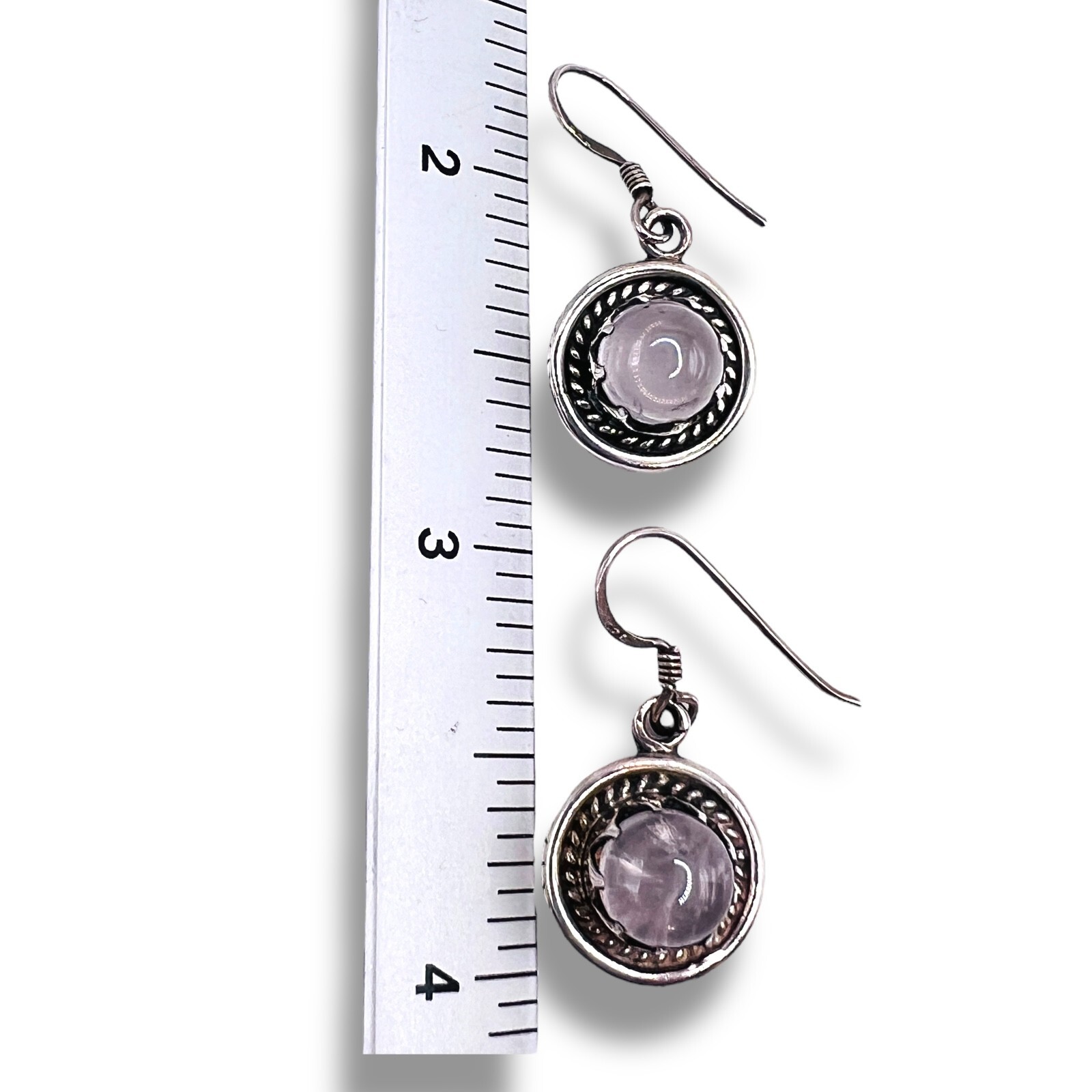 Rose Quartz Round Solid Sterling Silver Drop Hook… - image 8