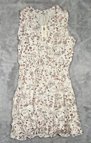 Z Supply Felicity Folk Mini Dress - Adobe White Floral Design - Size Large