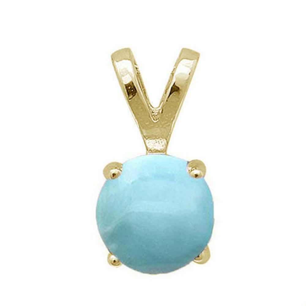 4311 Yellow Gold Plated Round Natural Larimar .925 Sterling Silver
