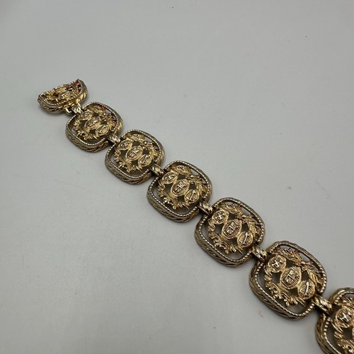 Vintage Bergere Bracelet Gold Tone Openwork Link Bracelet Ornate 7.25 Inch - Picture 9 of 15