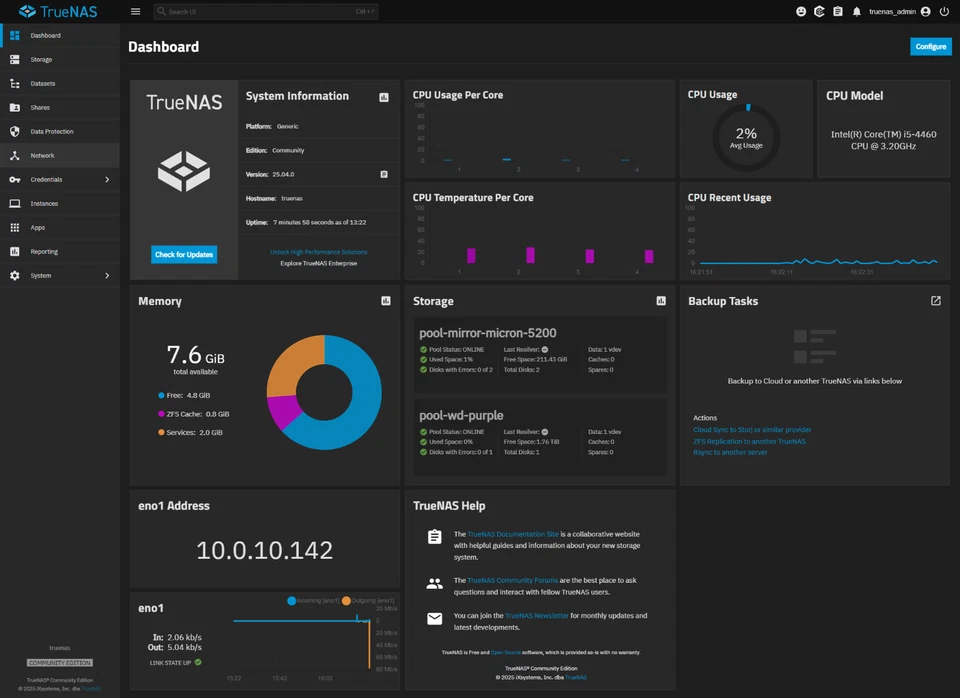 TrueNAS Scale App & File Server - Intel i5 - 8GB RAM - 2x 240GB SSD - 1x 2TB HDD - Image 2 of 4