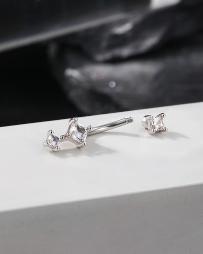 Orecchini Torre Minimalista 8MM Argento Piercing Torre Gioielli Acciaio Inox Cle... - Foto 6 di 7