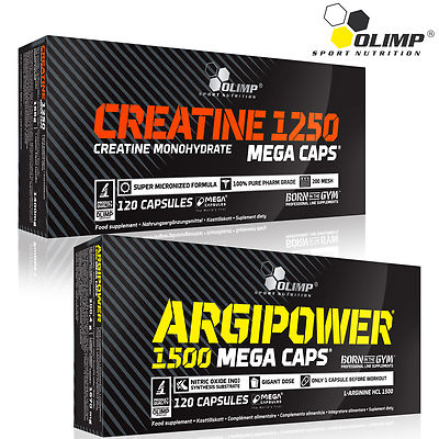 Creatine Monohydrate + Argipower L-Arginine Preworkout Capsules Nitric Oxide 