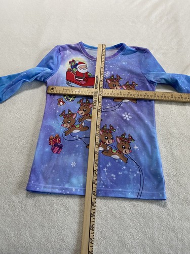 Justice Girls Purple Santa Sleigh Reindeer Christmas Pajamas Holiday Size 6/7 - Picture 6 of 17