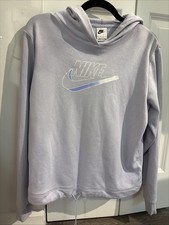 Nike extra small lilac purple easy fleece logo pullover hoodie women  s