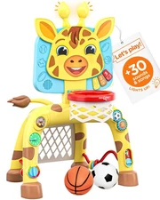 , Giraffe Basketball Hoop & Soccer Goal Activity Center | 30+ Sounds & Lights...