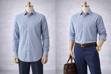 Calvin Klein Shirt Mens 2xl Blue White Plaid Fit Button Front Long Sleeve