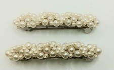 Vintage Beaded Pearl Looking Hair Barrette 2.5"